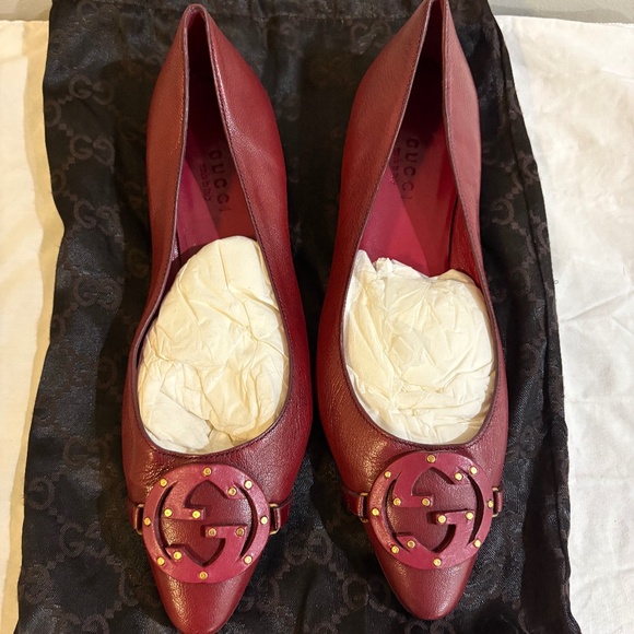 Red Gucci Ballerina Flats - Picture 1 of 6